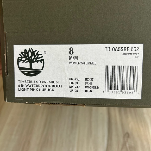 NEW IN BOX! Timberland Pink Nubuck Waterproof, Insulated Boots - Picture 9 of 9